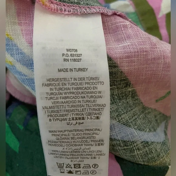 Boden Laurie Linen Mini Dress in Plum Blossom Tropical Flora Sleeves Size 6 - Picture 10 of 15
